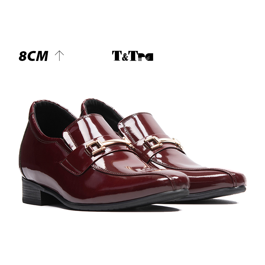 8CM  Giày Tăng Chiều Cao Nam T&TRA S976 Đỏ Bóng