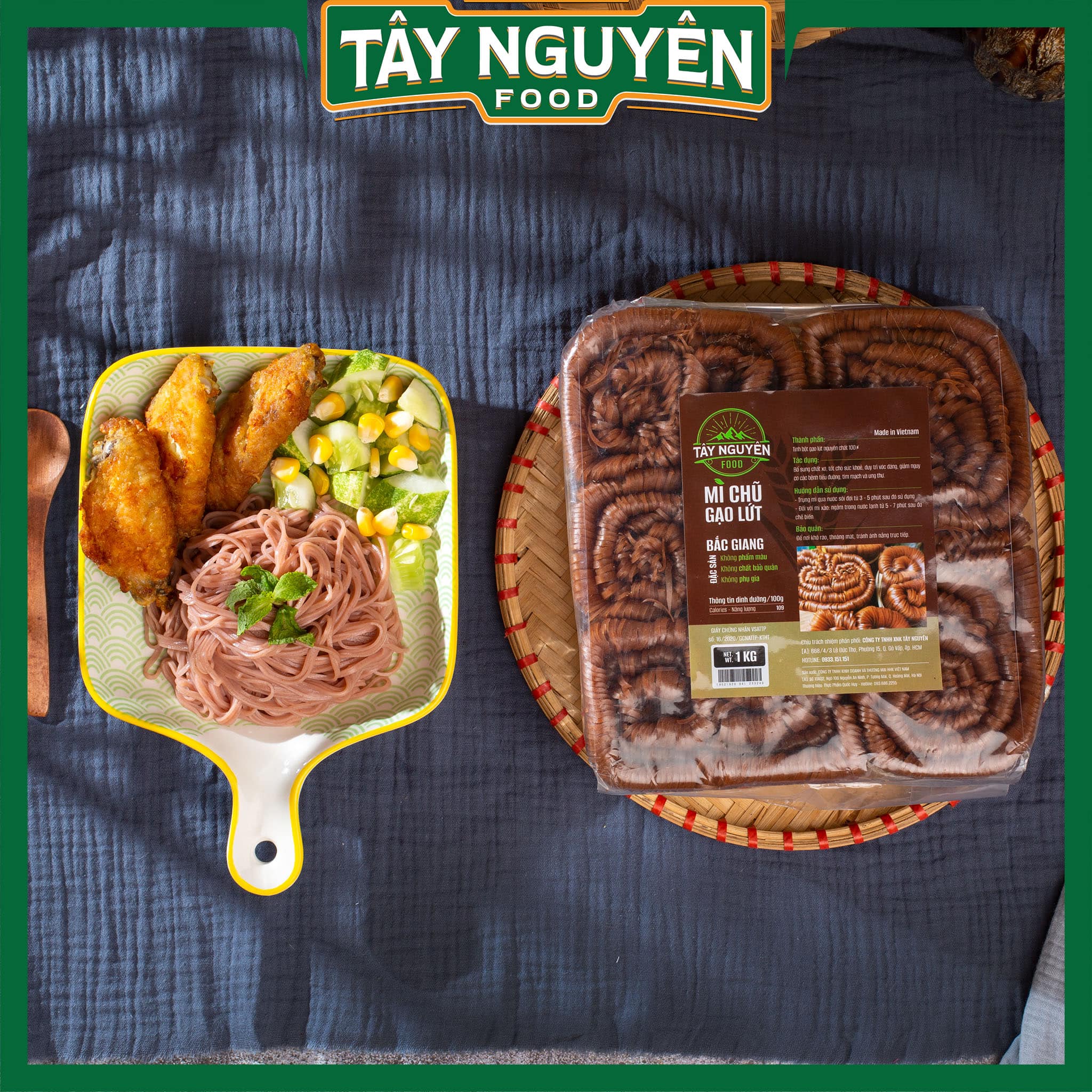 Mỳ chũ gạo lứt eat clean 1kg - tây nguyên food