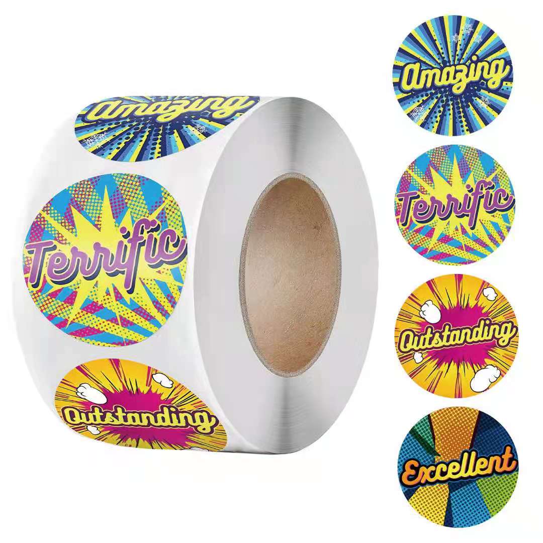 Giá Xưởng - Cuộn 500 Sticker Tròn 25mm Khen Thưởng Trang Trí Xinh Xắn