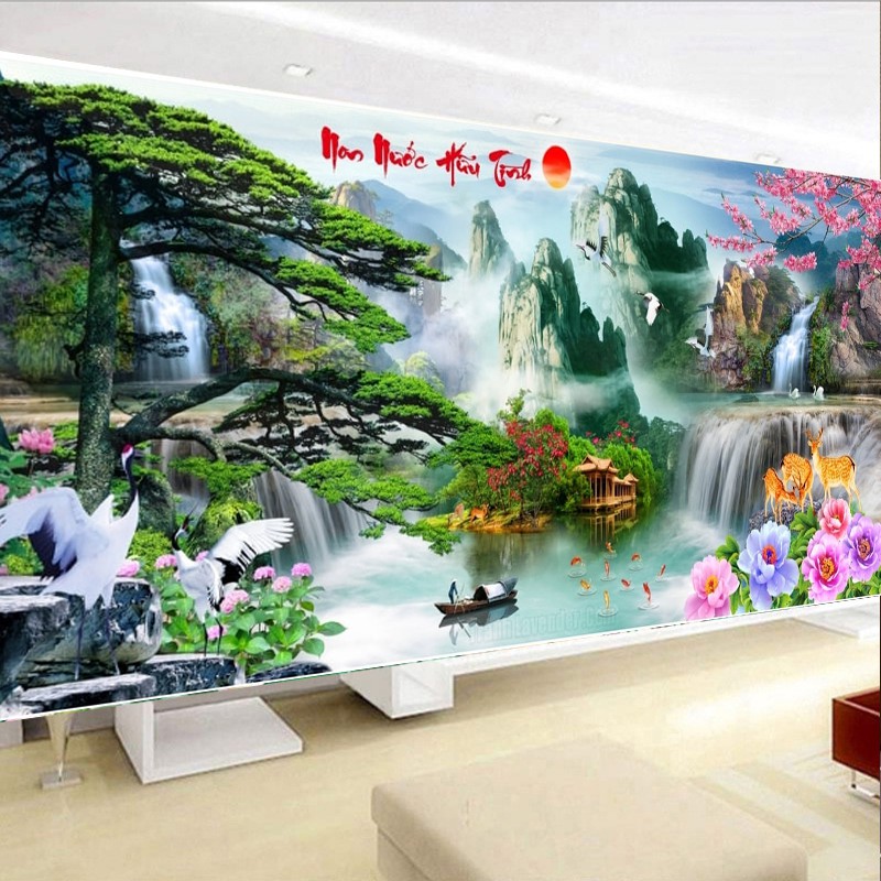 Tranh đính đá NON NƯỚC HỮU TÌNH VS183 kích thước 180x70