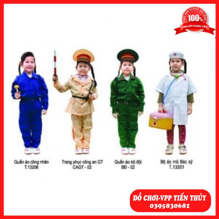 ❤️SALE❤️ Bộ trang phục công an, bộ đội, bác sĩ, công nhân, hải quân, nông dân cho trẻ mầm non - Bộ Trang Phục Hóa Trang Cho Bé Mầm Non