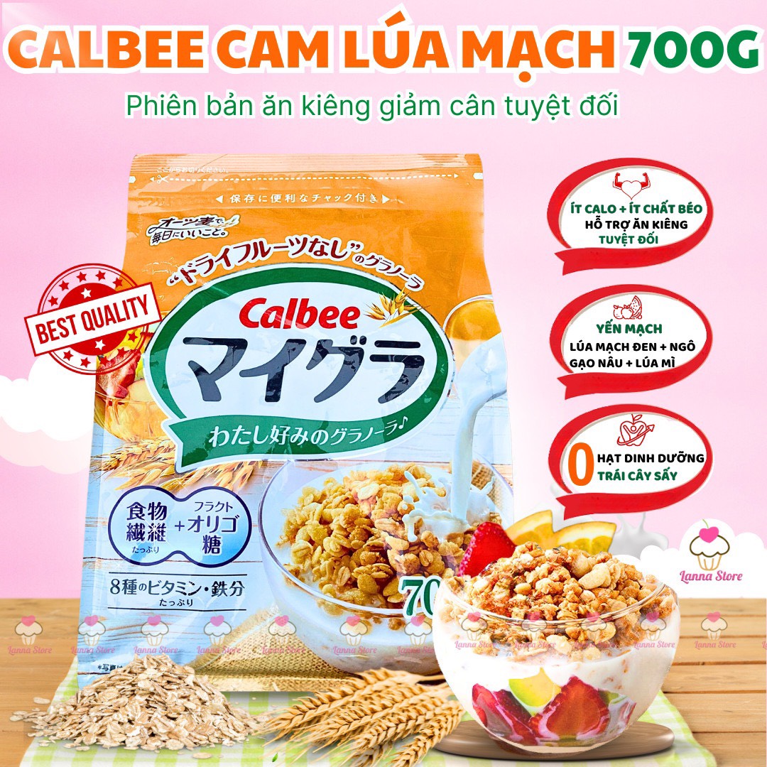 [HSD T11/2024] Ngũ cốc Calbee ăn kiêng giảm cân Nhật Bản mix hoa quả trái cây sữa chua dùng ăn sáng - CAM LÚA MẠCH 700g