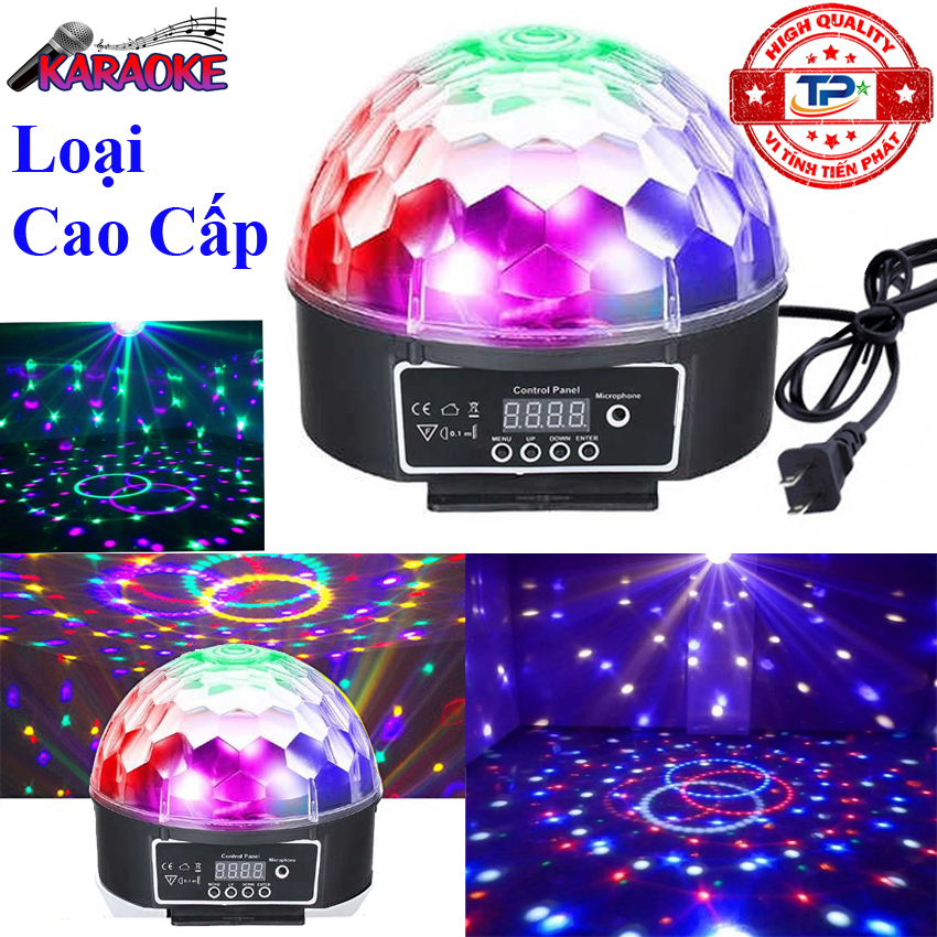 Đèn Led Pha Lê quả cầu xoay 7 màu cho Sân Khấu, phòng Karaoke cảm biến nháy theo nhạc, Chúc mừng năm mới tết 2021 - kết nối được DMX / DMX512 - LED Magic Ball Light