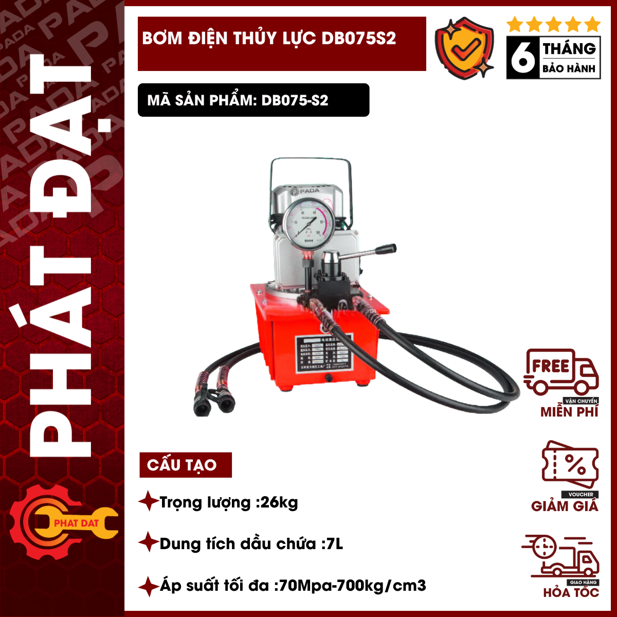 Bơm điện thủy lực pada db075s2 | bộ nguồn thủy lực chính hãng |bảo hành 6 tháng