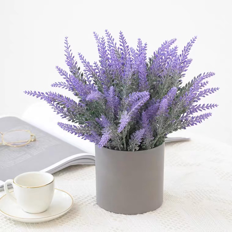 Hoa lavender màu tím thủy chung trang trí phòng cực xinh dài 38cm, Hoa oải hương giả phủ phấn decor nhà cửa, bàn học, bàn làm việc, lọ hoa để bàn, phụ kiện chụp ảnh