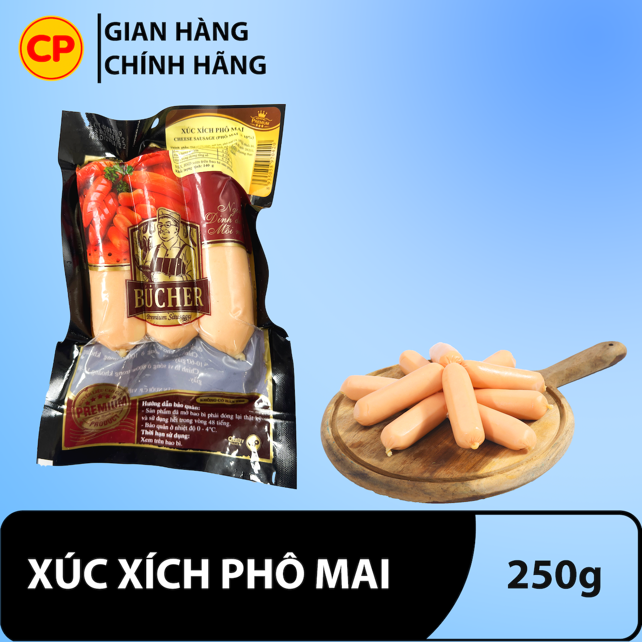 Xúc xích phô mai 140g - xúc xích tươi cp