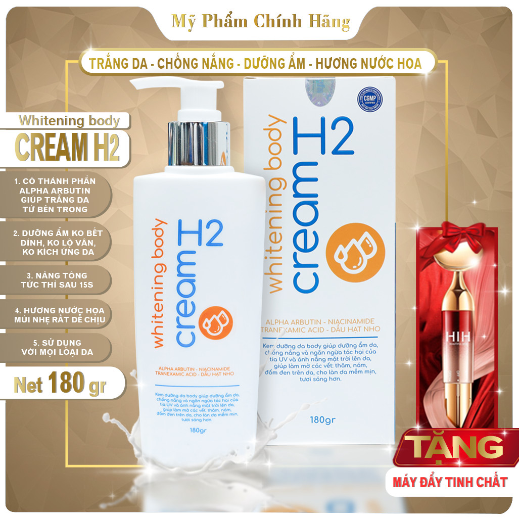 Kem dưỡng body trắng da nâng tone,Kem dưỡng body H2 trắng da,kem chống nắng body nâng tone tự nhiên,cấp ẩm cho da, tăng độ đàn hồi, bảo vệ da tối đa