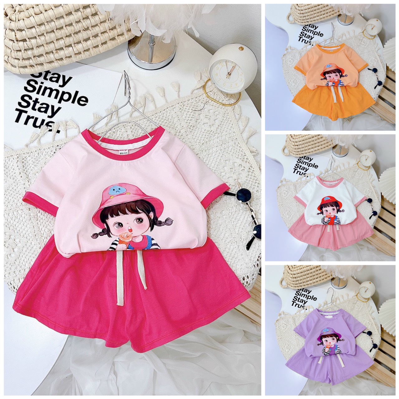 BỘ BABY GIRL TÓC TẾT CỰC DỄ THƯƠNG CHO BÉ GÁI