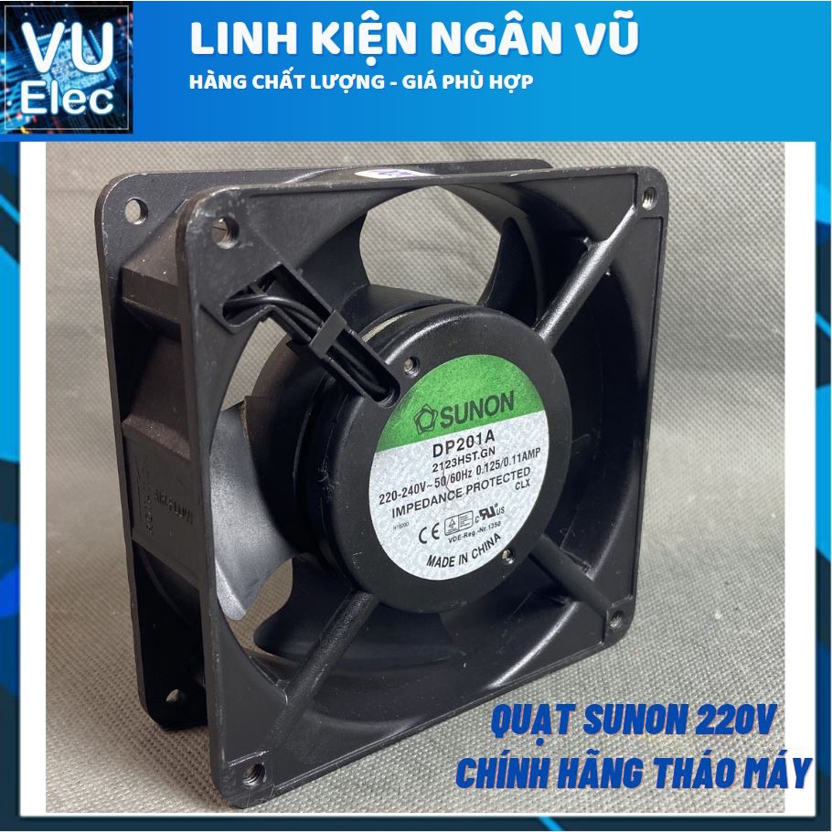 Quạt hút mùi 220v 12cm khung nhôm - hút khói sunon 12x12x4cm dp200a 220vac