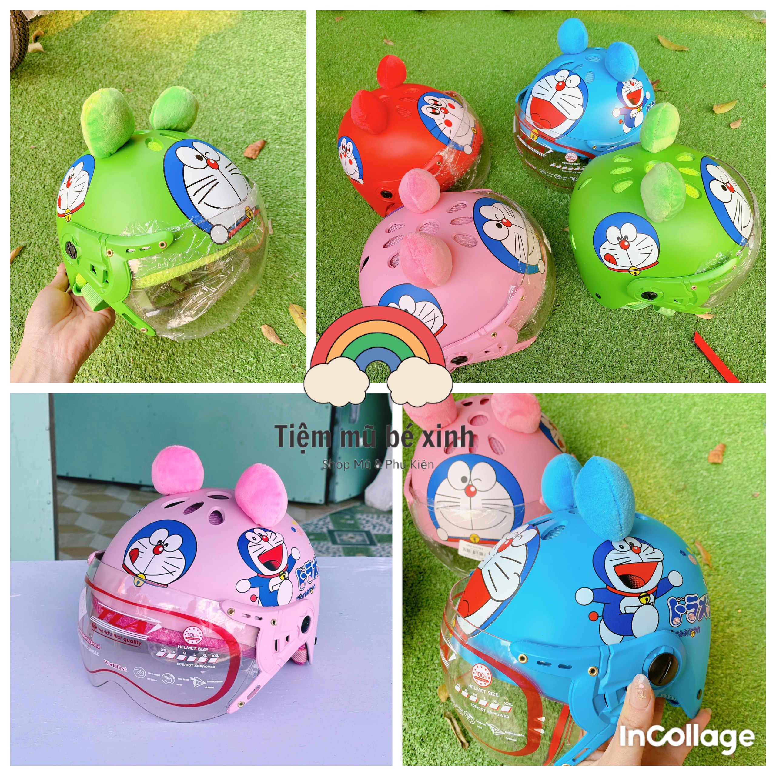 Mũ bảo hiểm có kính cao cấp cho bé hình DORAEMON ( 18 tháng - 3 tuổi )