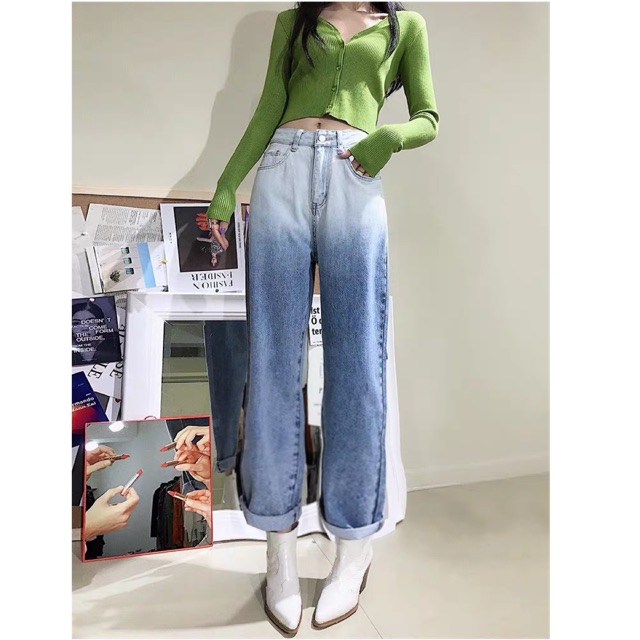 [HCM]Quần jean baggy suông ống rộng big size phom rộng to dài lưng cao model loang màu 3338 chất vải dày dặn thiết kế ôm gọn đôi chân che đi khuyết điểm đôi chân to của nàng béo