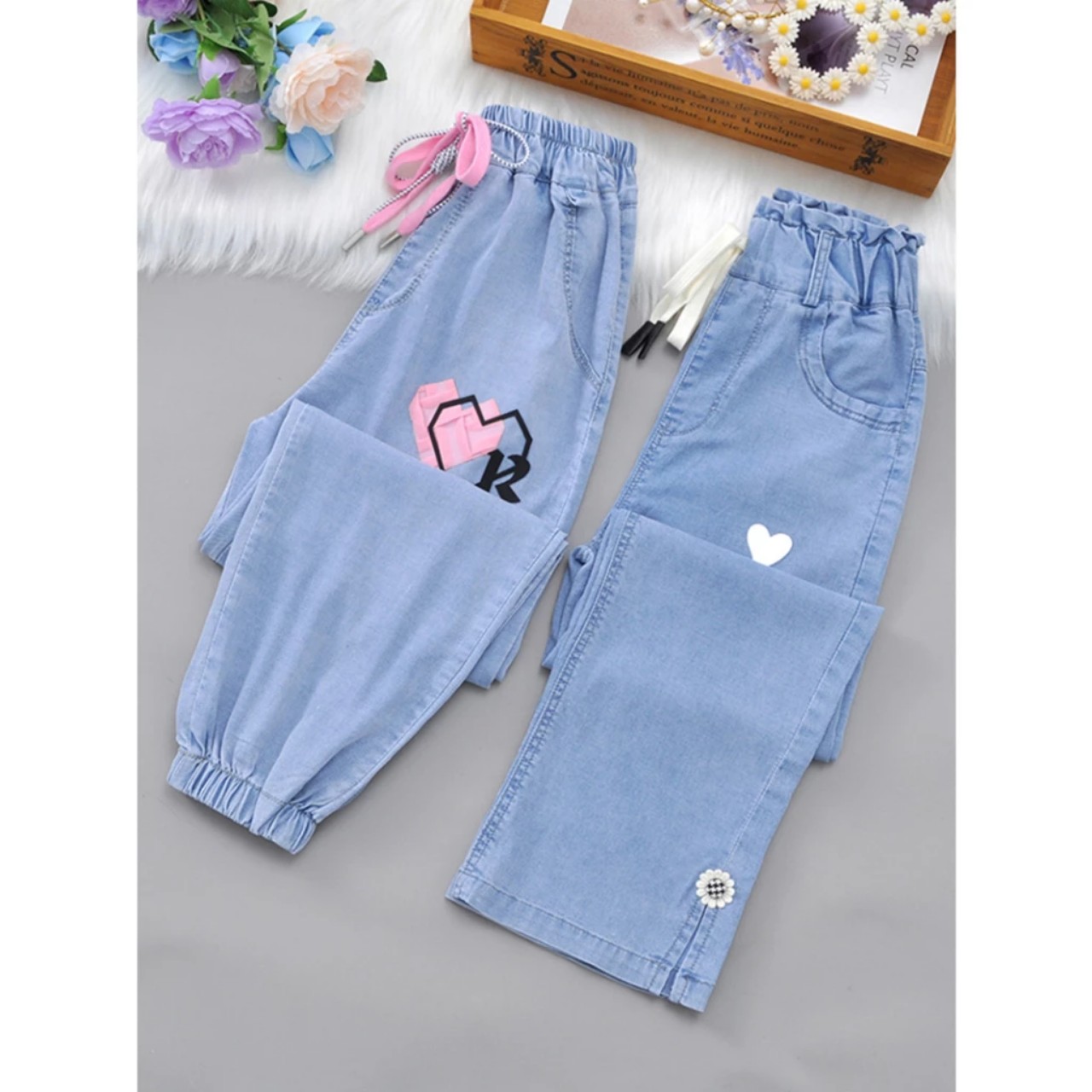 Quần jean dài cho bé gái, quần jean mẹ và bé gái 18-50kg
