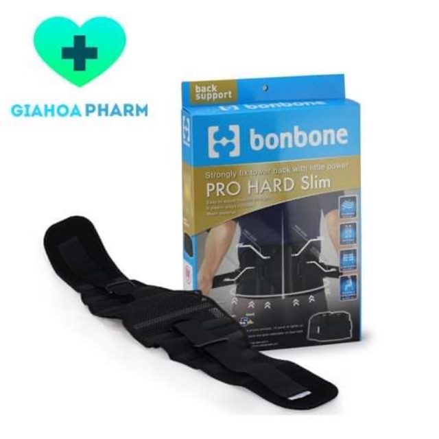 Đai cố định lưng Nhật Bản chính hãng Bonbone Pro Hard Slim - Màu đen - S