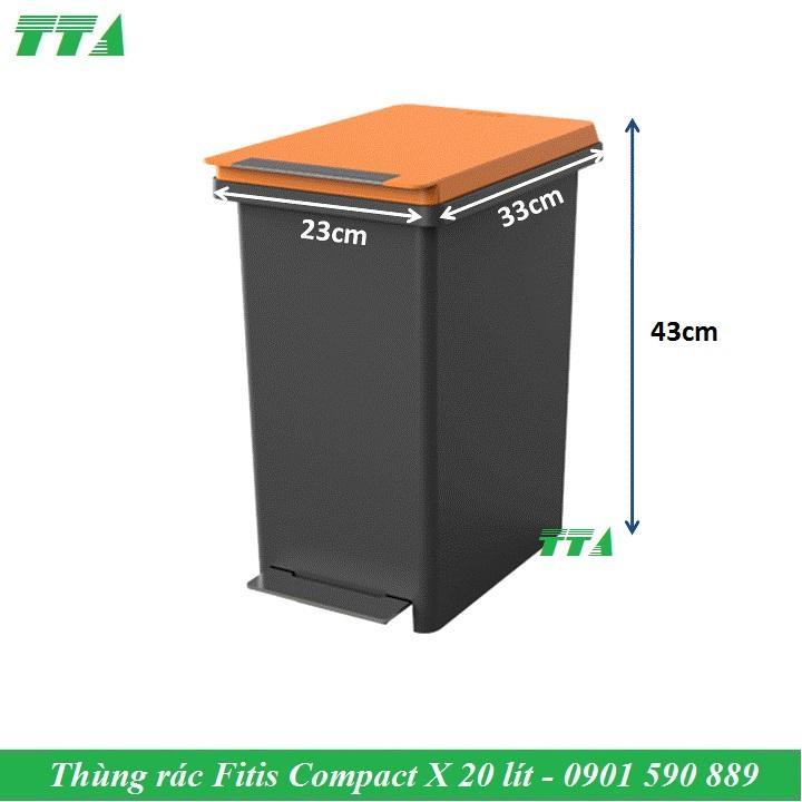 Thùng rác Fitis nhựa đạp chân 20 lít compact X - PPL1-905