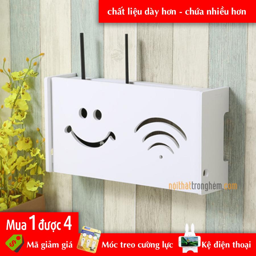 kệ treo wifi che ổ điện an toàn cho trẻ em hình Mặt Cười không khoan tặng kèm móc treo | shop nội thất trong hẻm