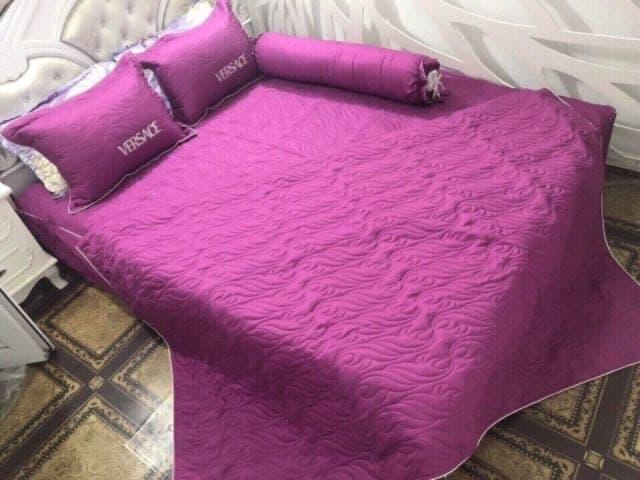 Bộ Chăn Ga Gối Phủ Trần Bông 5 món satin cotton 1m8x2m  (Nhiều mẫu lựa chọn)