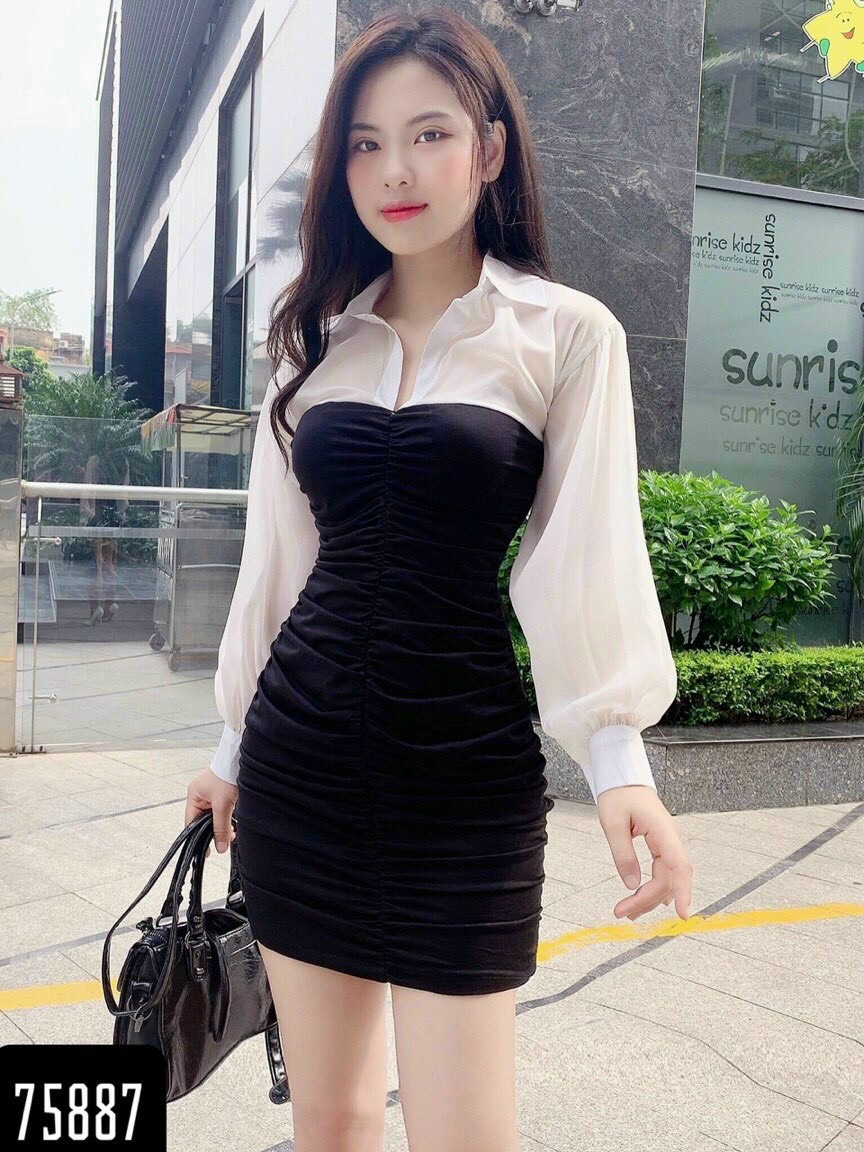 Đầm body nữ cổ sơ mi tôn dáng cực hot