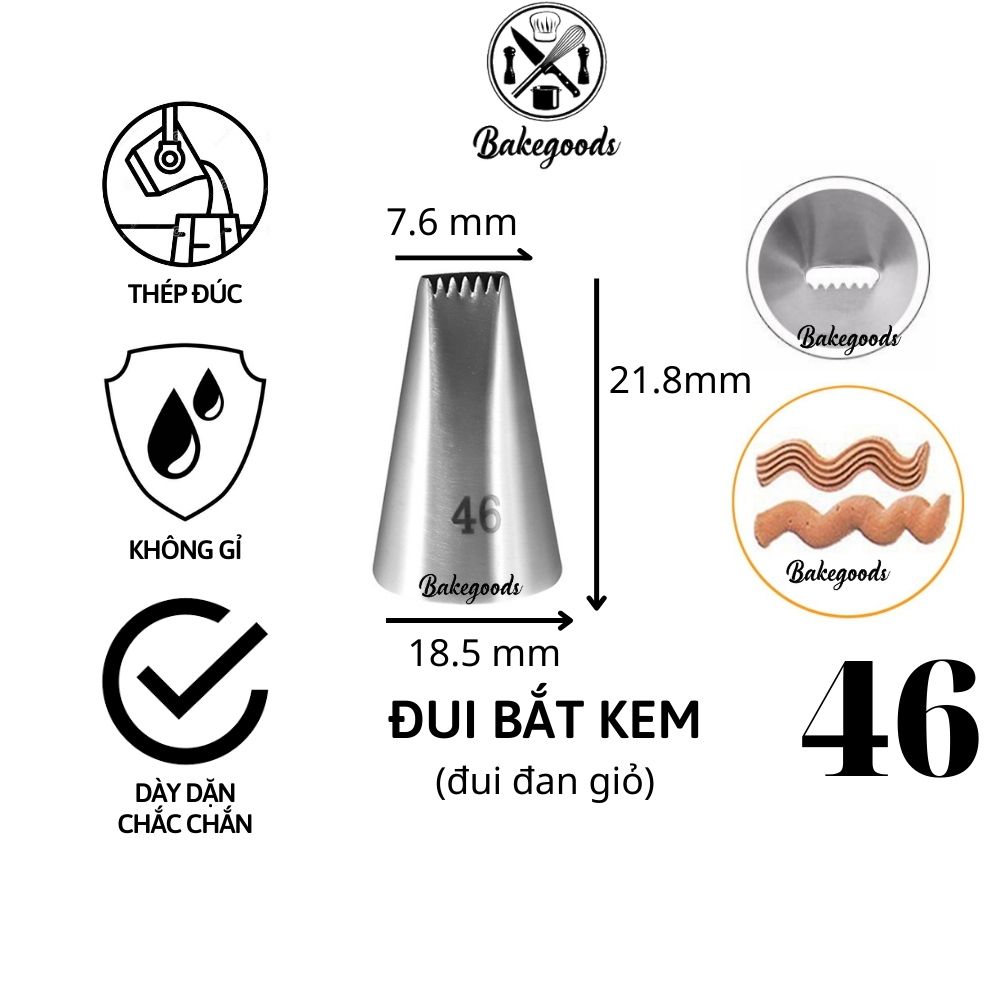 Đui đan giỏ 46, Đuôi bắt kem, đui hàng rào trang trí bánh bằng thép không gỉ đúc liền khối