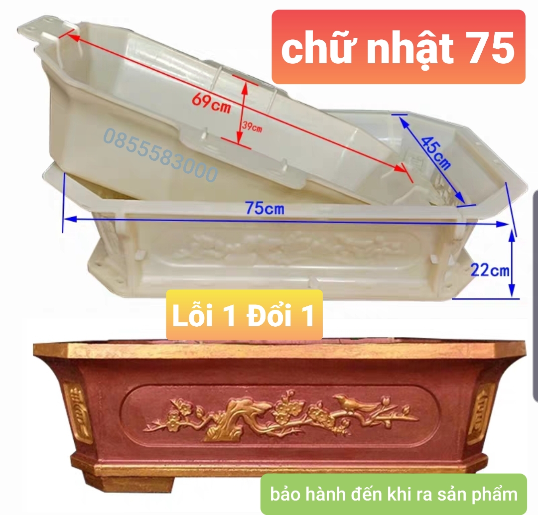 Khuôn chậu cảnh chữ nhật 75 vát góc .
