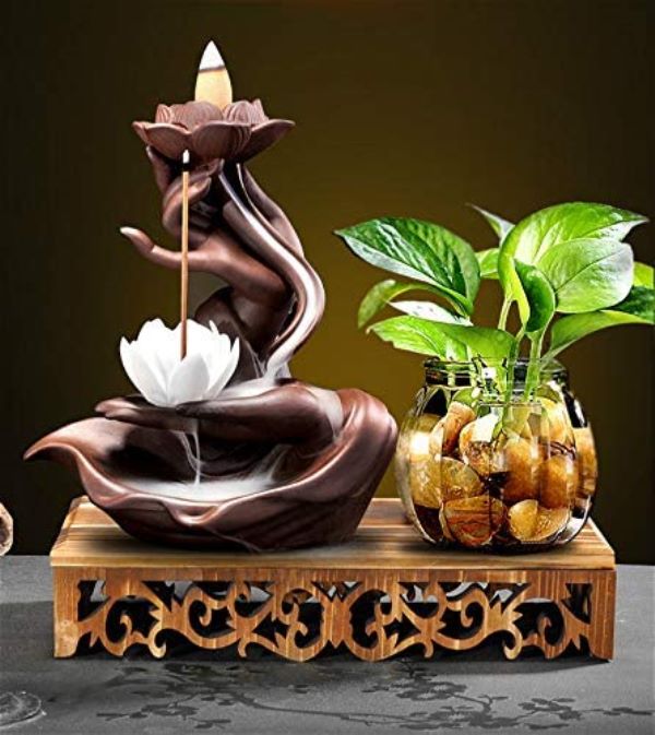 Thác khói trầm hương chảy ngược hai tay phật hoa sen - thác khói xông trầm hương chảy ngược