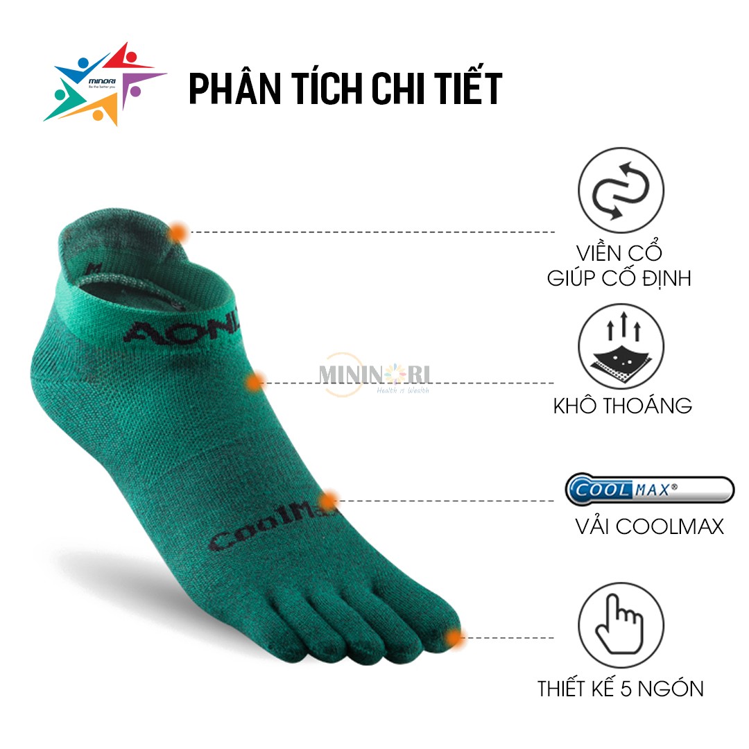 Tất Thể Thao Chạy Bộ 5 Ngón Aonijie E4110, Tất Xỏ Ngón Thể Thao, Thoát Khi, Chống Phồng Rộp Chân