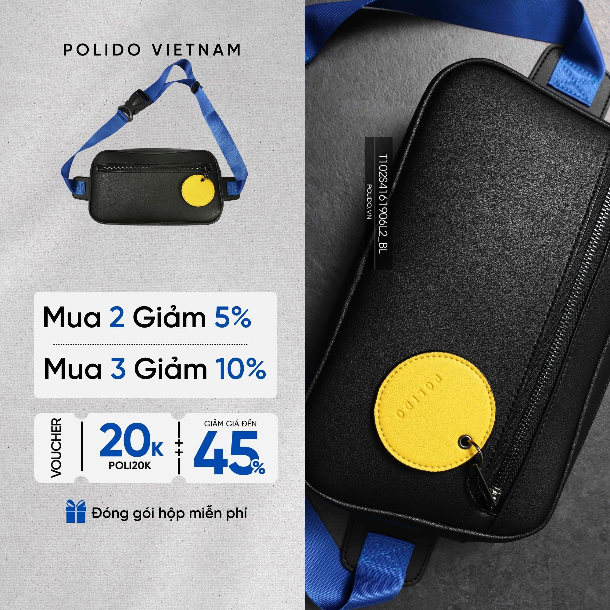 Túi Da Nam POLIDO Mixed Colour Bag Hàng Chuẩn Từng Mảnh Da, Đường May. Phong Cách Trẻ Trung Thời Thượng