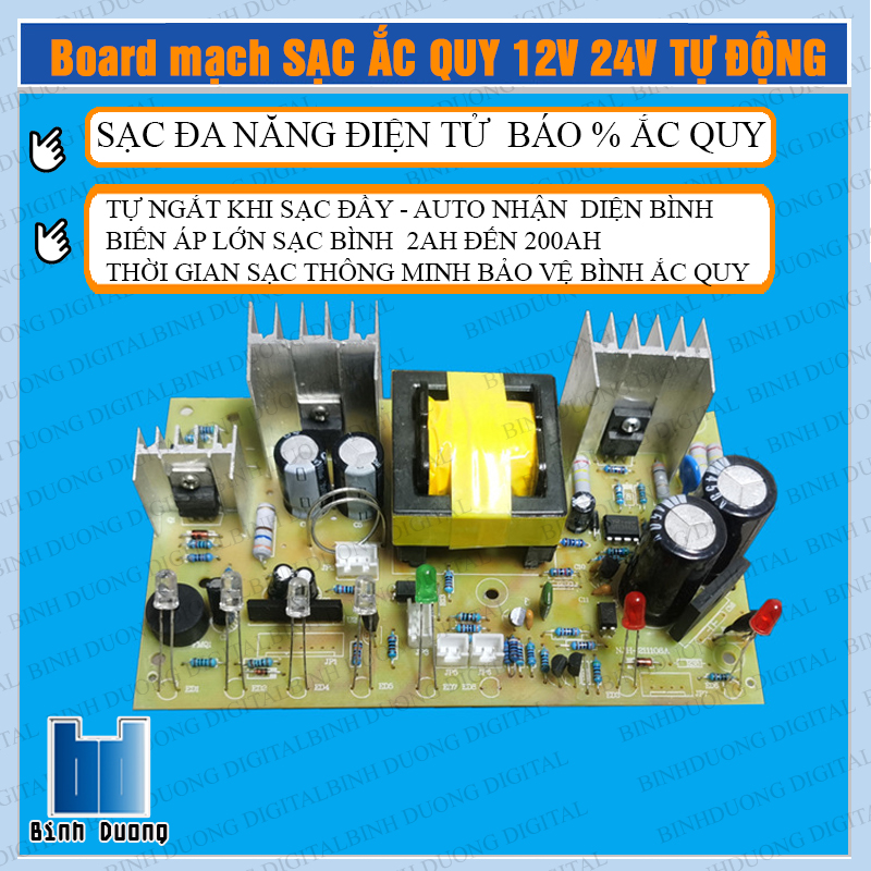 Mạch sạc acquy 12v 24v 10a 8a tự động ngắt khi đầy có báo dung lượng mới