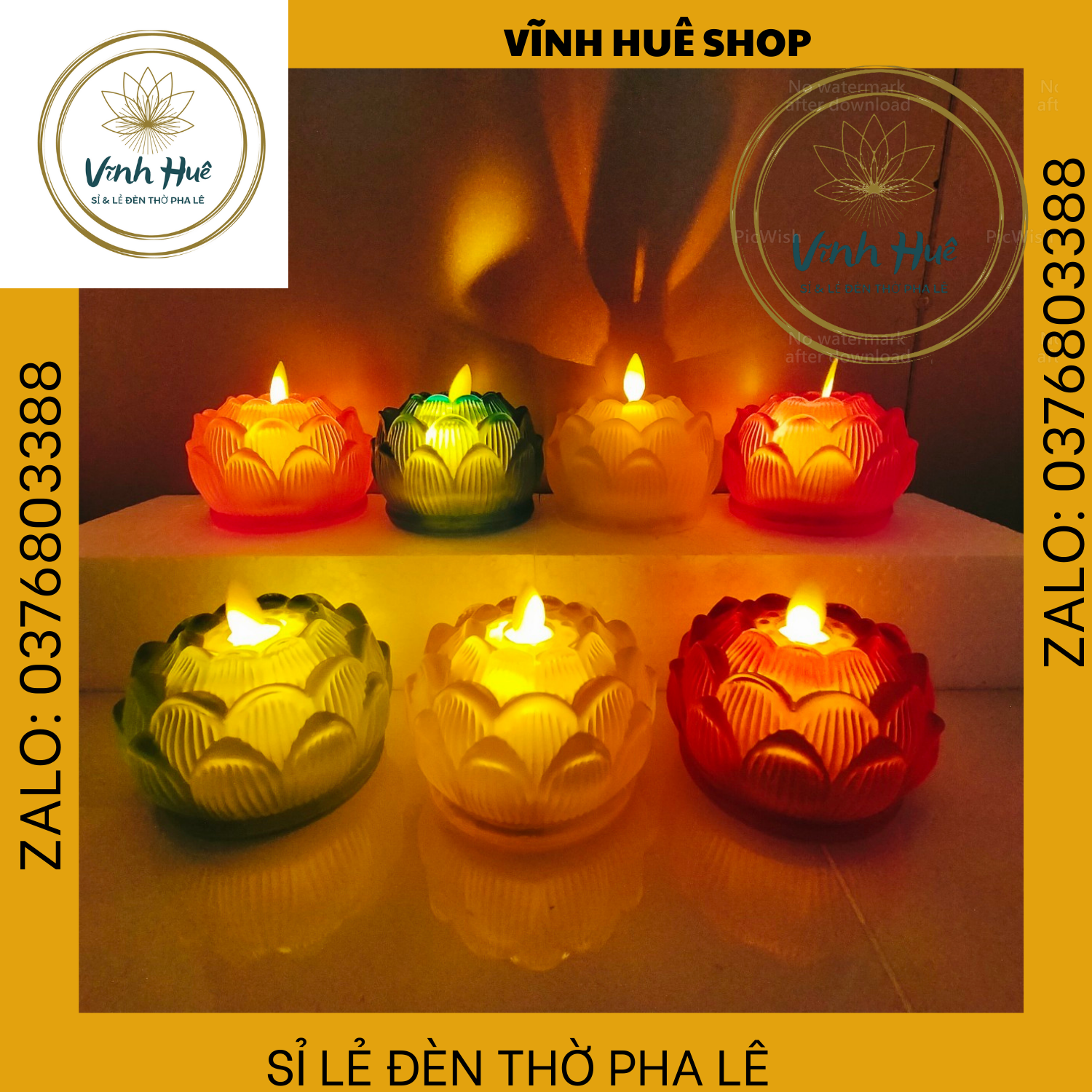 Nến pin, nến điện tử, hoa sen lưu ly 7cm