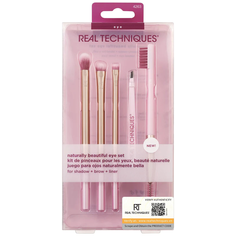 Bộ 5 cây cọ mắt màu hồng cực xinh real techniques naturally beautiful eye makeup brush kit