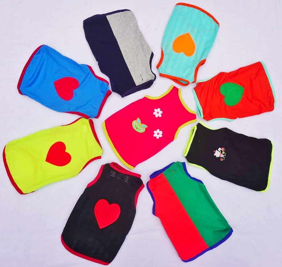 Áo cho Thú cưng, Áo 3 lỗ cotton hình tim PD007