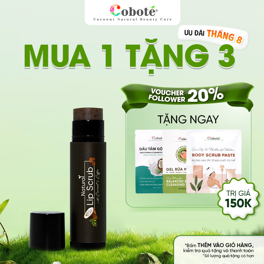 Tẩy tế bào chết môi Cobote giúp môi mềm mịn, giảm thâm, làm hồng môi 5g