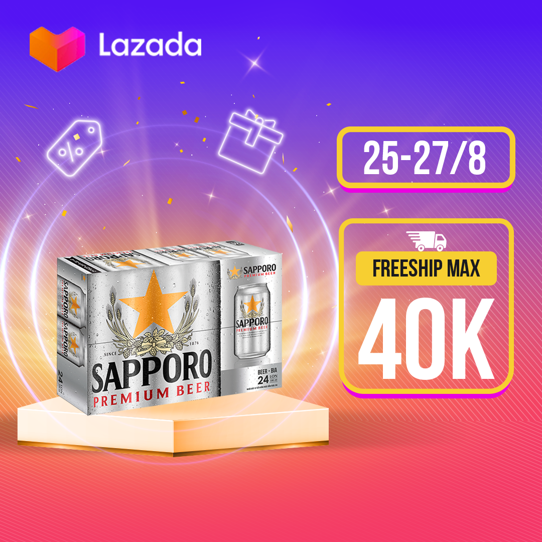 Thùng 24 lon bia Sapporo Premium