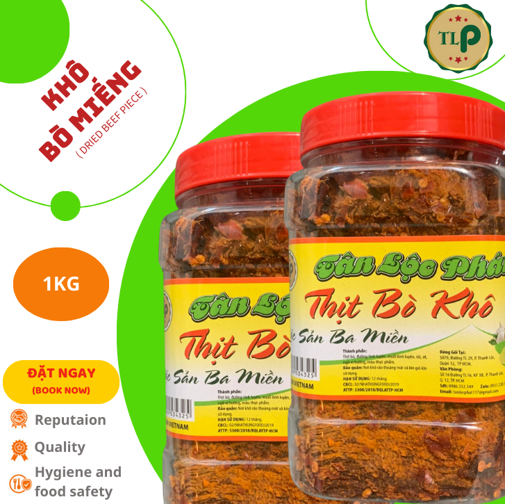 Khô bò miếng tân lộc phát 1kg - combo 2 hũ 500g