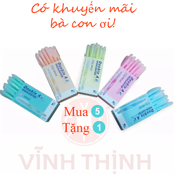 Viết dạ quang màu dịu - 1 hộp , bút dạ quang doublea, bút doublea, viết Doublea, viết Double A, bút Double A, Hightlighter doublea, bút đánh dấu, viết đánh dấu