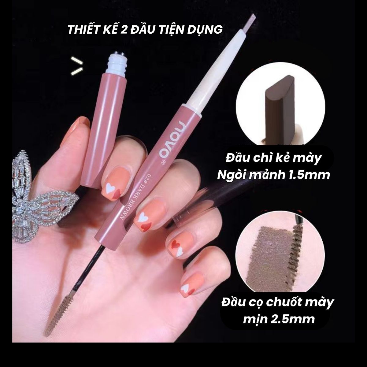 Chì kẻ mày + mascara mày 2 đầu novo smooth hold double ended 5654