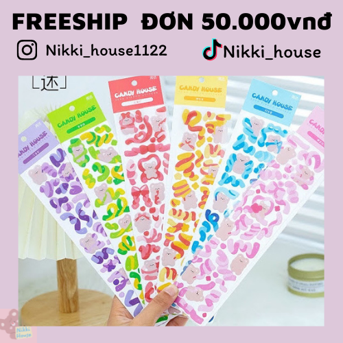 Hai tấm sticker gấu và ruy băng