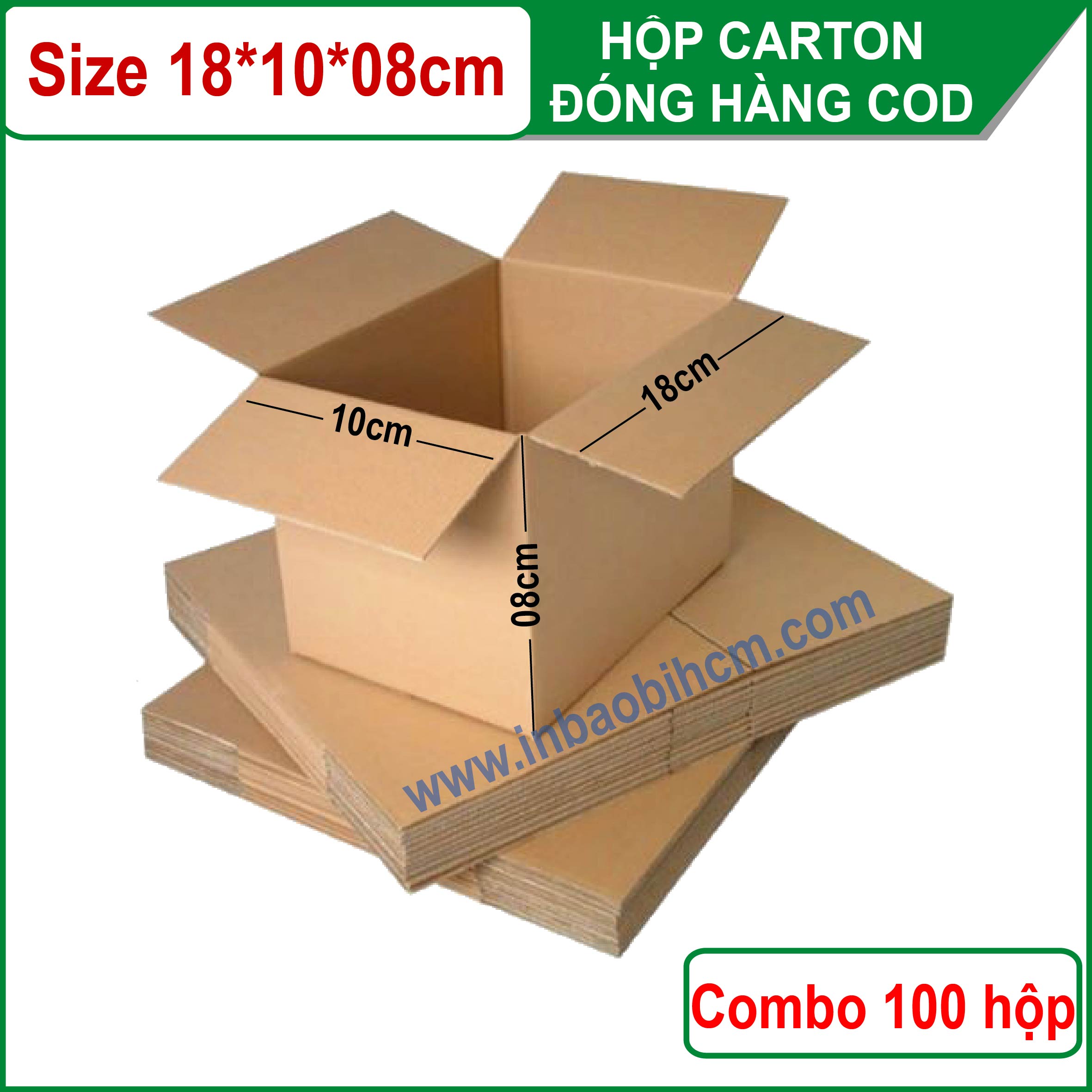 [HCM]100 Hộp giấy đóng hàng COD 18x10x8 cm (InbaobiHCM - Hộp Carton - Thùng carton giá rẻ)