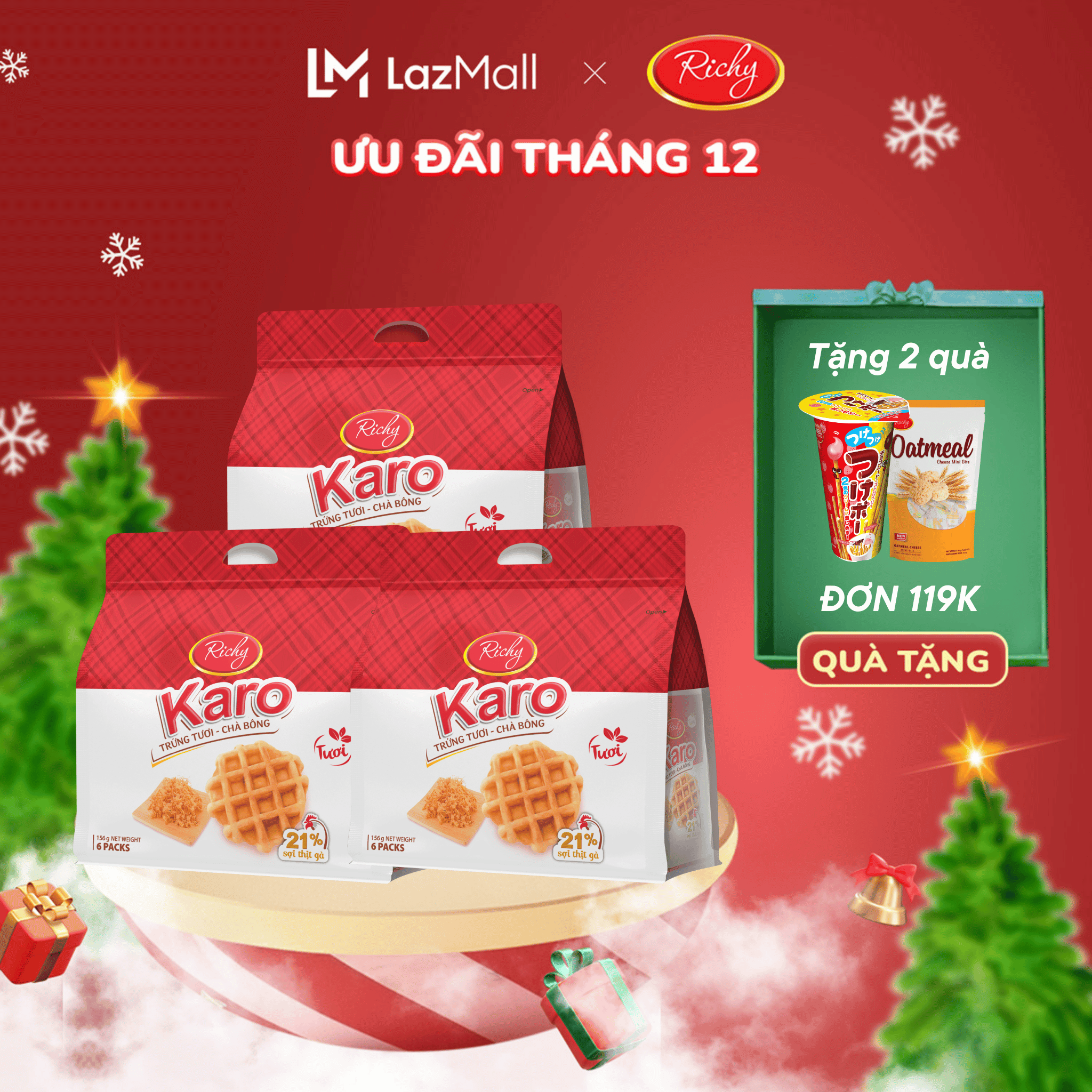  Combo 3 bịch bánh Karo trứng tươi - chà bông  bánh kẹo Richy - date 45 ngày từ NSX KH cân nhắc khi mua SL lớn 