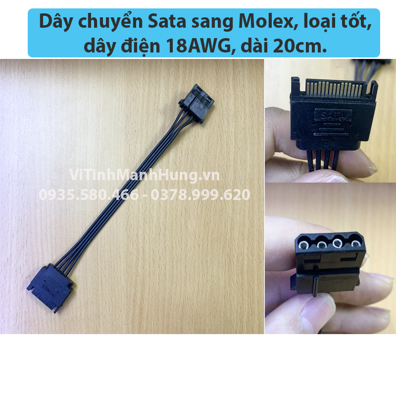 Dây chuyển sata sang molex 4 pin | sata to molex ata 4 pin.