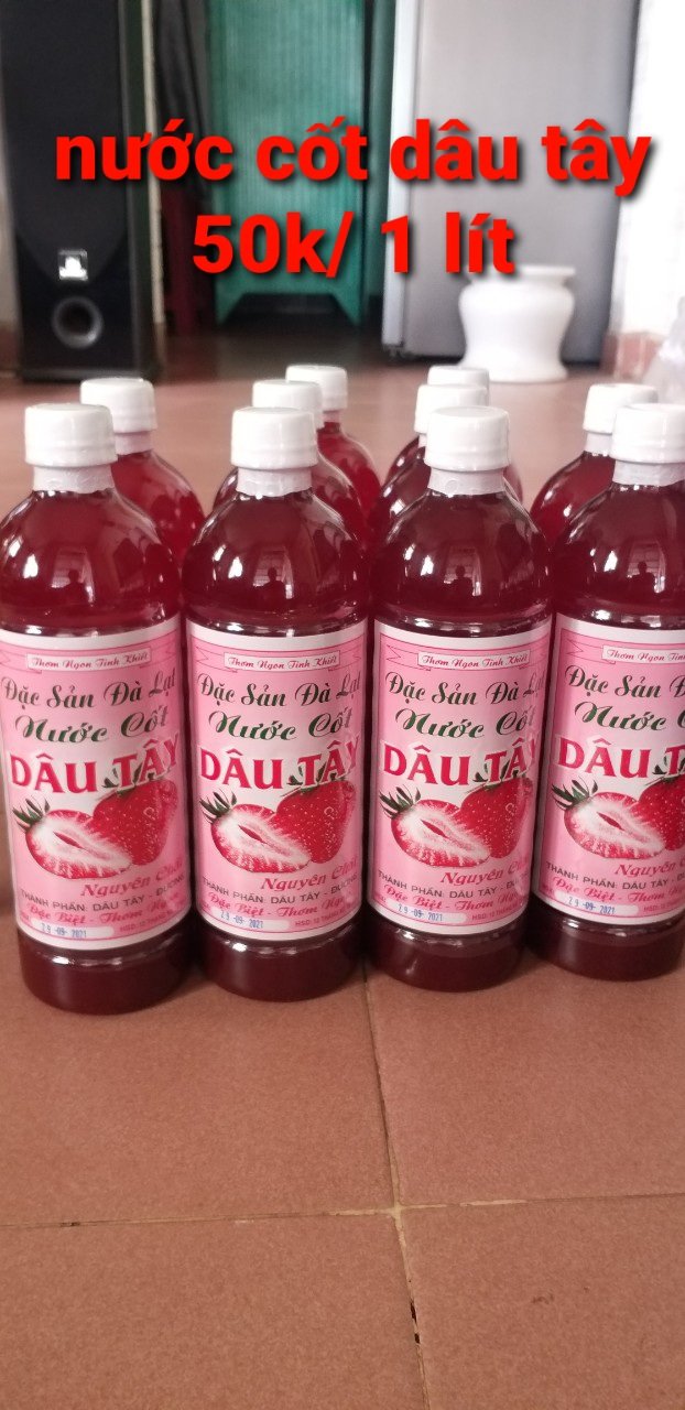 1l nước cốt dâu tây nguyên chất đặc sản đà lạt | siro dâu tây
