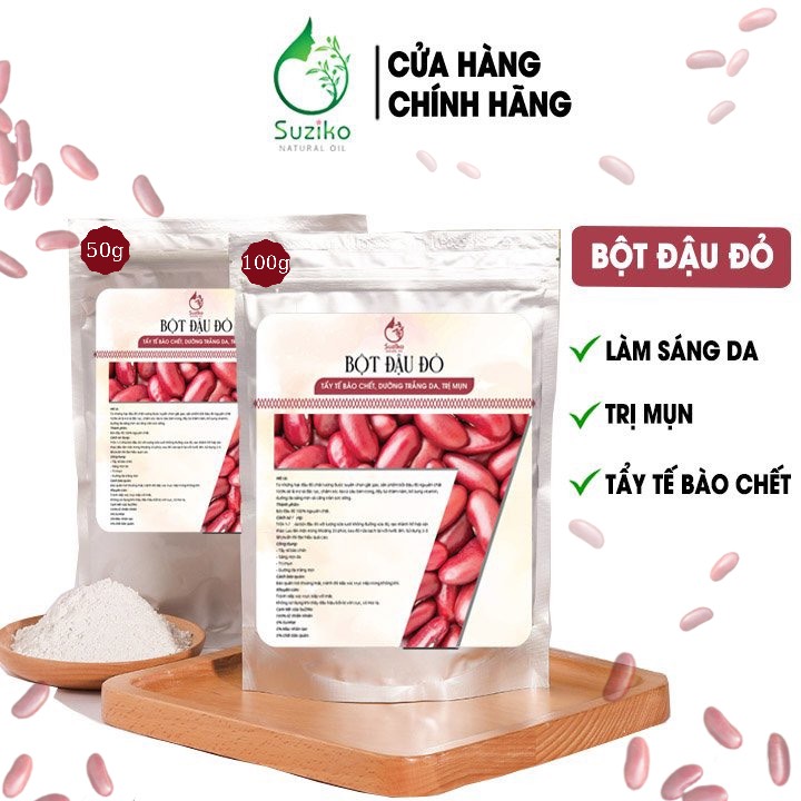 Bột đắp mặt đậu đỏ nguyên chất giảm mụn - bột mặt nạ dưỡng da trắng mịn suziko handmade