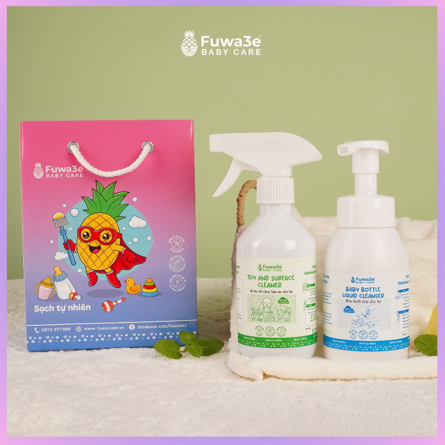 Bộ Baby Care Fuwa3e, Nước Rửa Bình Sữa Sinh Học, Nước Xịt Khuẩn Đồ Chơi, Chai 300ml