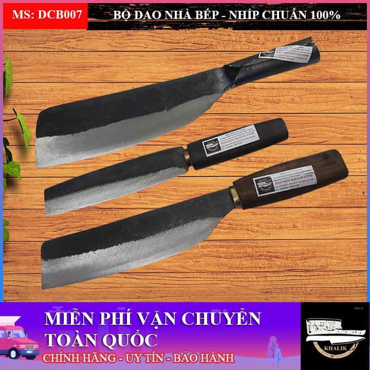 Bộ 03 dao bếp, dao chặt xương, dao thái to, dao thái gọt nhỏ , dao nhíp xe - dao đa sỹ, khánh linh - dcb007