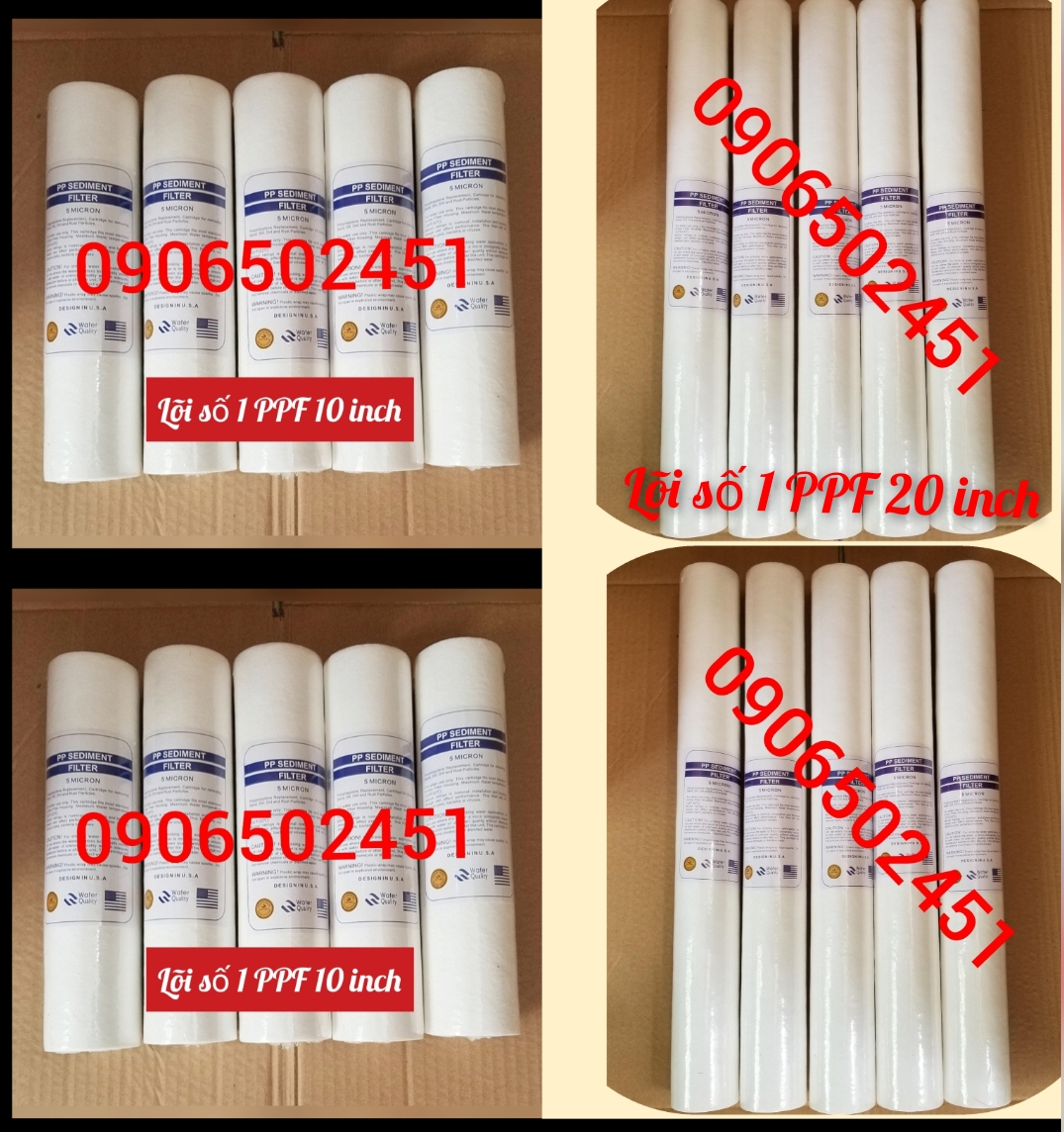 [HCM](Ảnh thật) Bộ 20 lõi lọc nước gồm 10 số 1 PP 10 inch và 10 lõi số 1 PP 20 inch tem chuẩn USA
