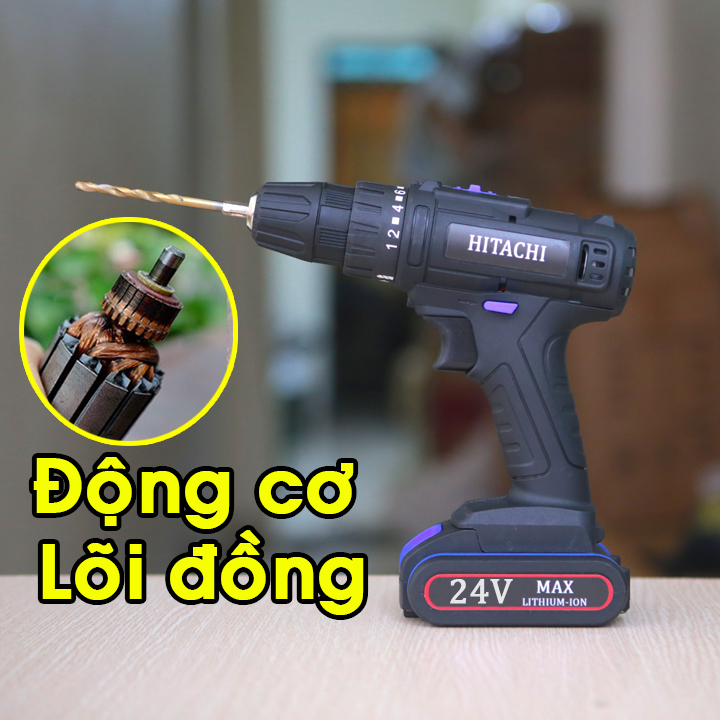 Khoan pin 24v tặng 2 mũi khoan + bắt vít - khoan pin 24v