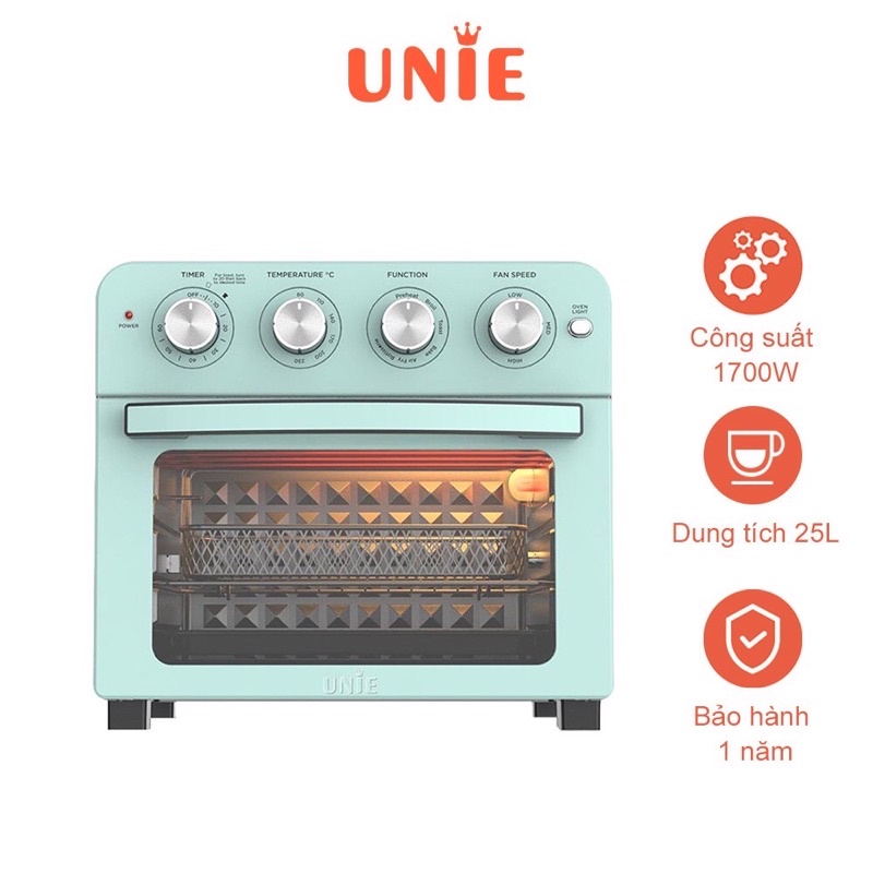 Lò nướng kiêm nồi chiên không dầu 2in1 UNIE Q37,dung tích 25l,setup nút điều chỉnh với 6 chức năng