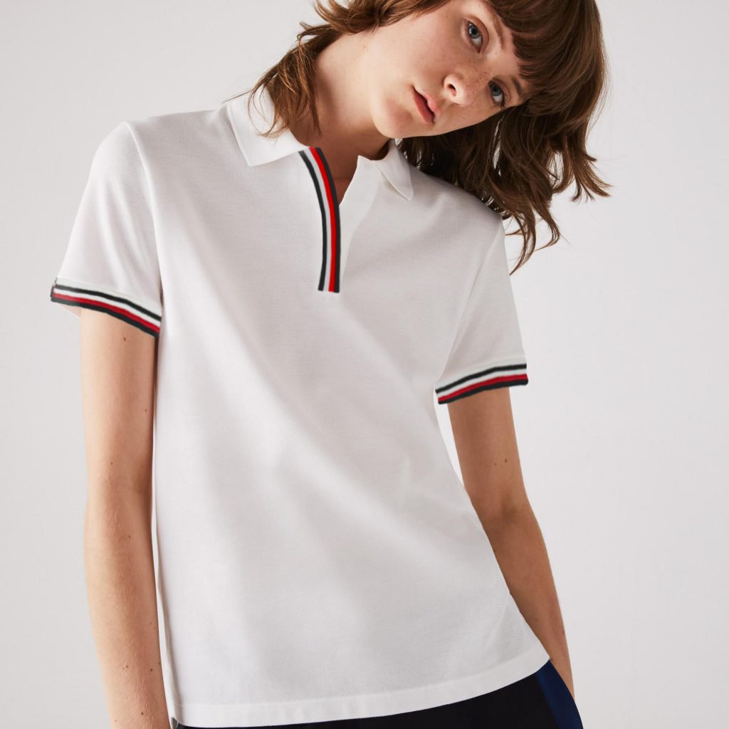 Áo thun cổ trụ áo polo tm trắng viền đỏ vnxk - cotton 100%