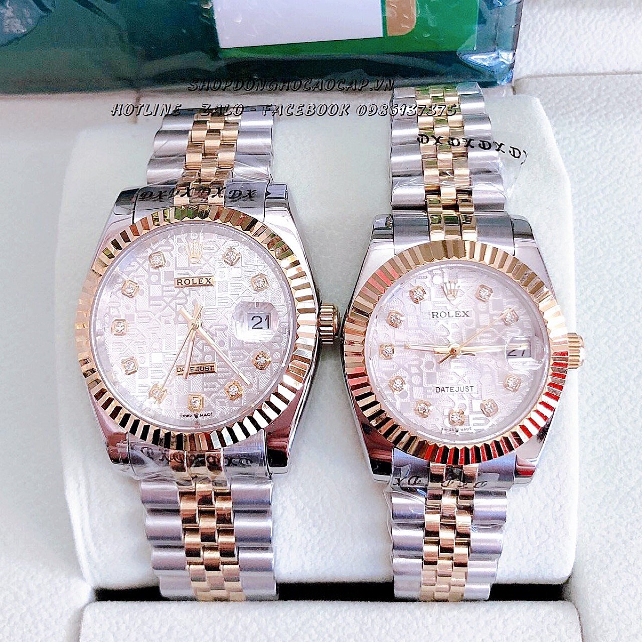 [HCM]Đồng Hồ Rolex Nữ Mặt Khía Dây Demi Mặt Trắng Vân 32mm-36mm