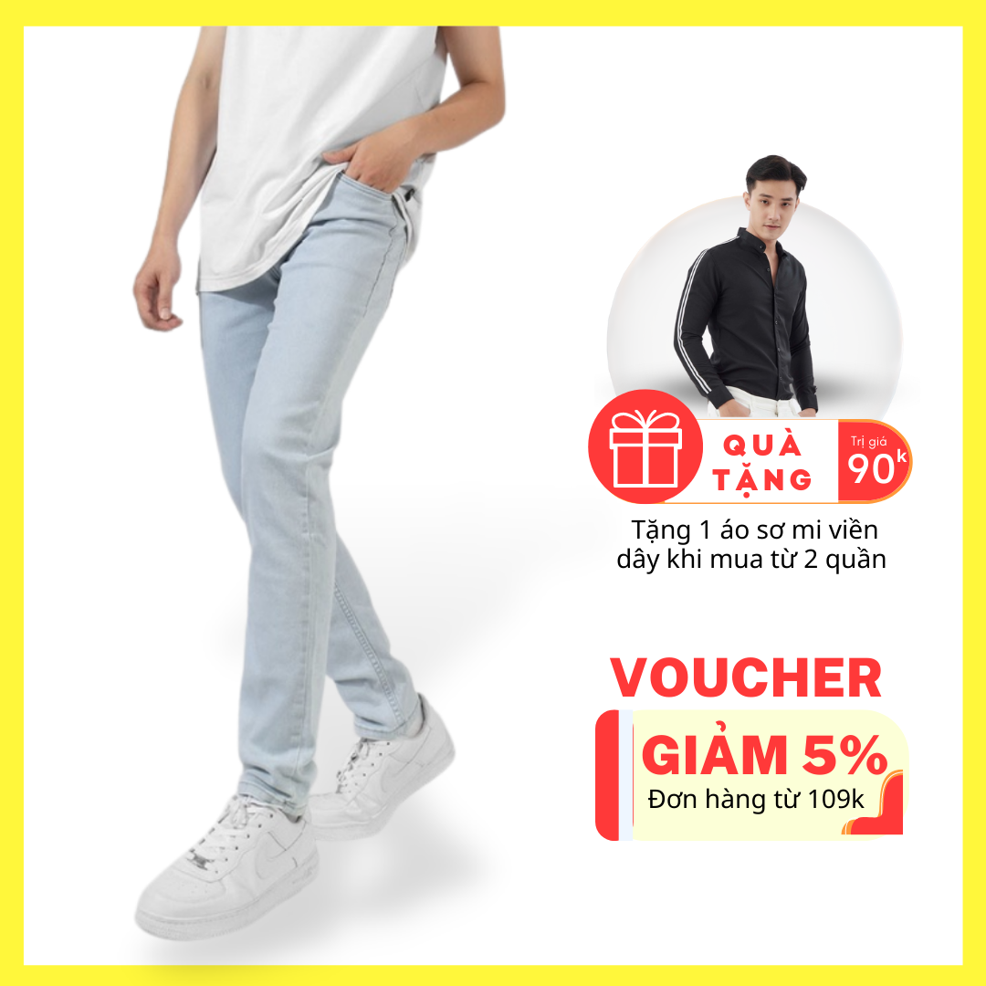 Quần jean nam ống ôm trẻ trung quần jeans nam trơn đen trắng xanh- DOY.KOY