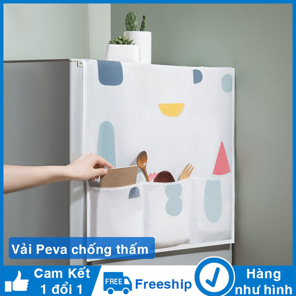 Tấm che tủ lạnh tiện ích - Tấm che tủ lạnh đa năng có ngăn bỏ đồ 125x44cm- Tấm Phủ, miếng trải che, đậy nóc Tủ Lạnh Có Túi Đựng, bảo vệ, làm sạch nóc tủ lạnh